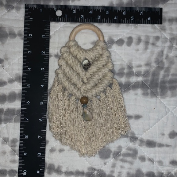 Macrame wall hanging with shell and gem accents - Picture 3 of 3